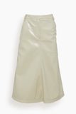 Leather Maxi Aline Skirt in Light Sage