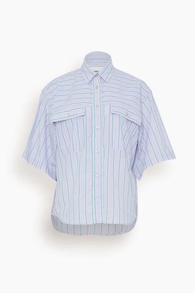 Etoile Isabel Marant Tops Nulenci Short Sleeve Top in Green/Lilac