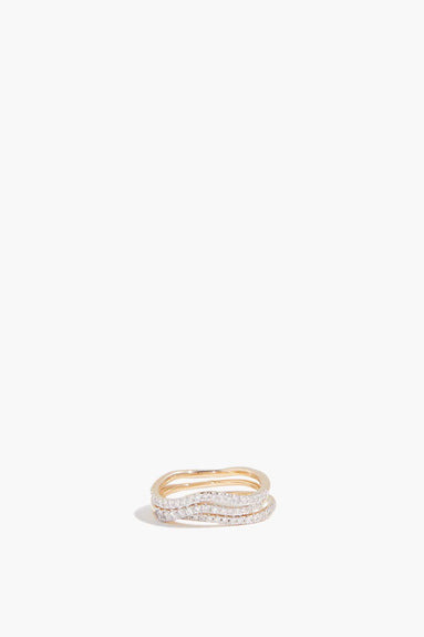 Adina Reyter Rings Pave Wave Set of 3 Rings in 14k Yellow Gold
