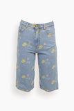 Ganni Pants Print Indigo Knee Length Short in Bleach Blue