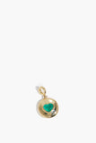 Stoned Jewelry Necklaces Emerald Heart Saucer Pendant in 18k Yellow Gold