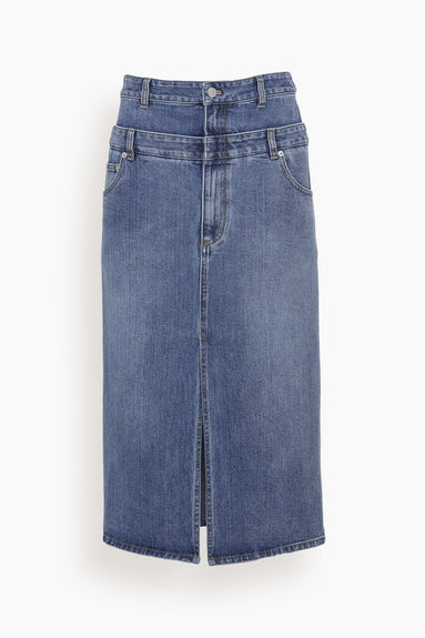 Double Waisted Denim Skirt in Classic Blue