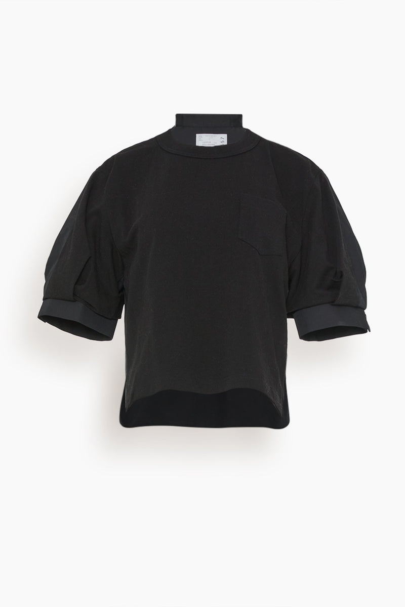 Sacai Cotton Poplin x Cotton Jersey T-Shirt in Black – Hampden