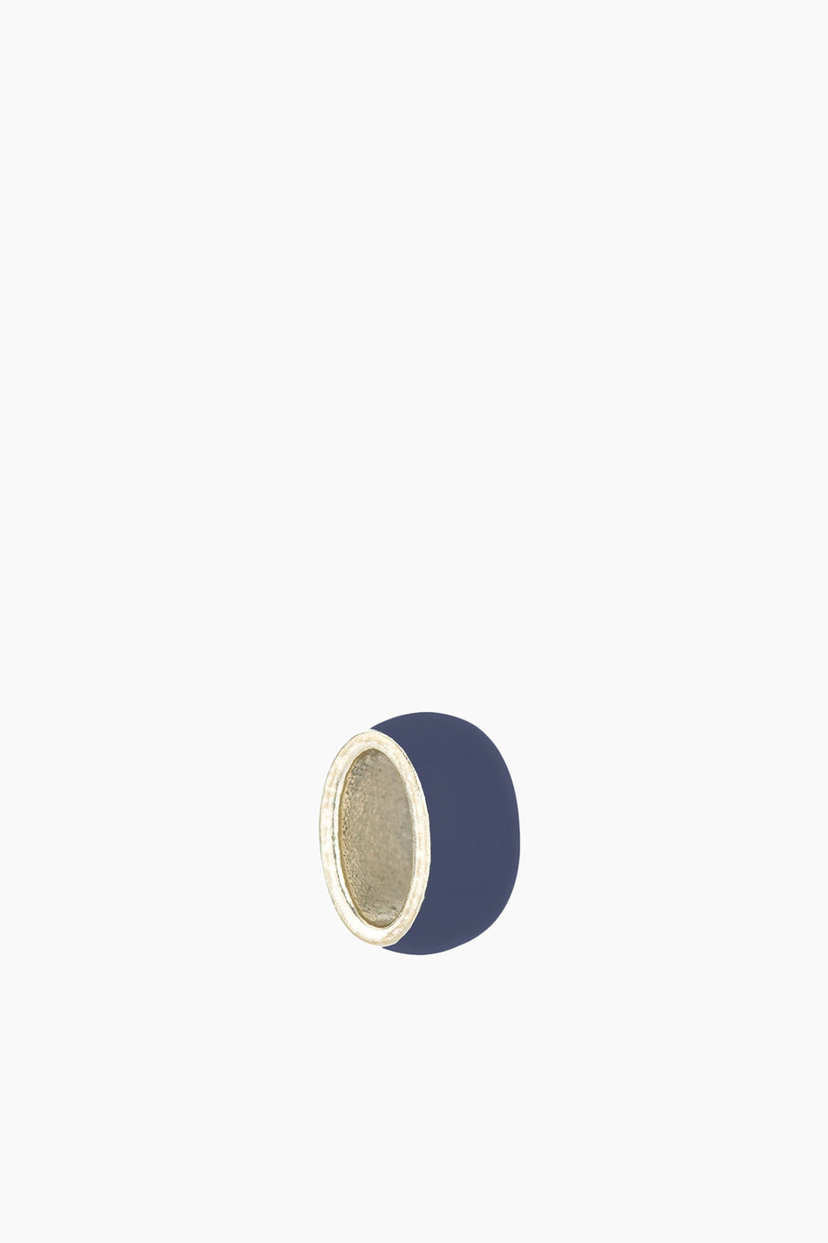 Wide Navy Enamel Bead in Sterling Silver