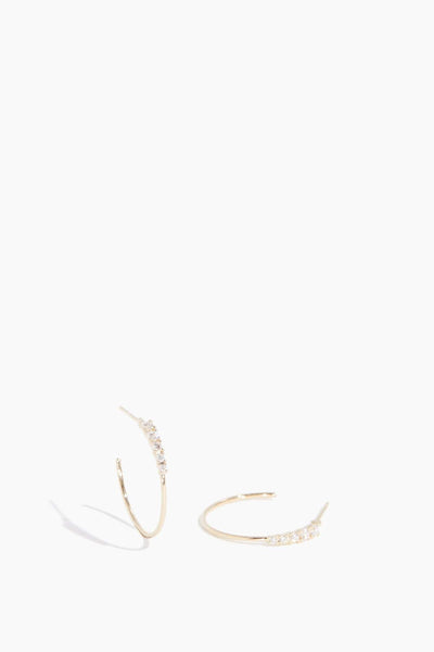 Diamond and Gold Hoop Earring in 14k Yellow Gold