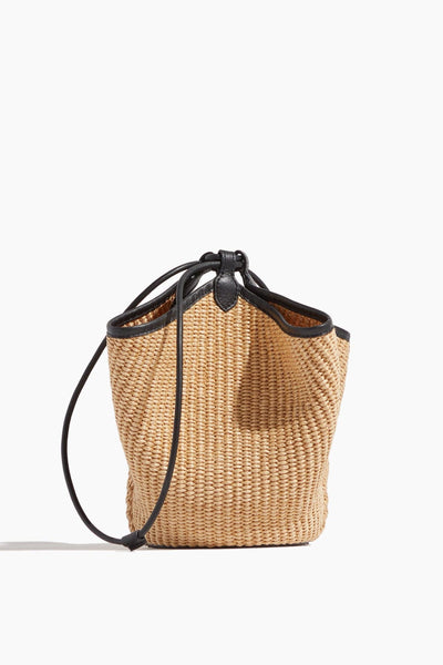 Lotus Drawstring Mini Handbag in Black/Natural