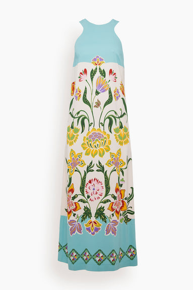 Racer Dress in Folk Flowers Azzurro Placee