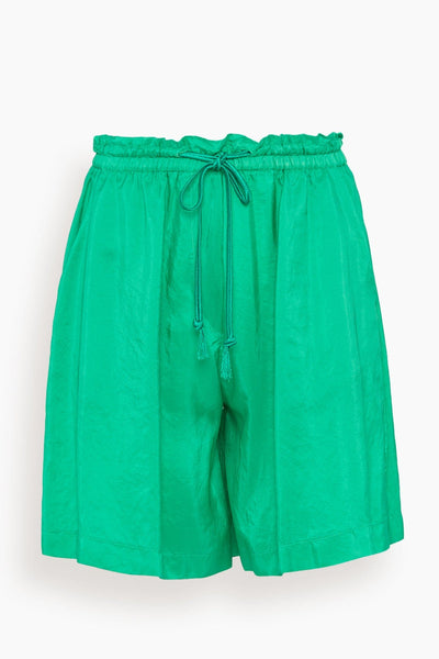 Habotai Silk Drawstring Bermuda Short in Emerald