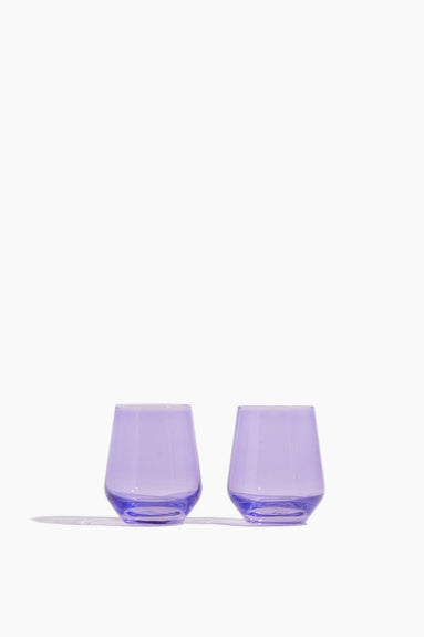 Estelle Colored Glass Glassware Colored Stemless Wine Glasses in Lavender - Set of 2