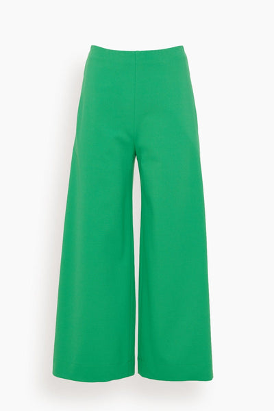 Wide Leg Cropped Trousers in Apple Green