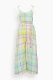 Mii Jumpsuits Handwoven Check Jumpsuit in Turquoise
