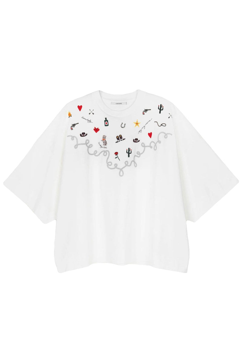 Ganni Embroidered T-Shirt - Bright White