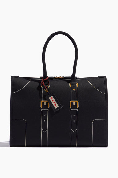 Marni Top Handle Bags Small Travel Bag in Black/Silk White/Gold