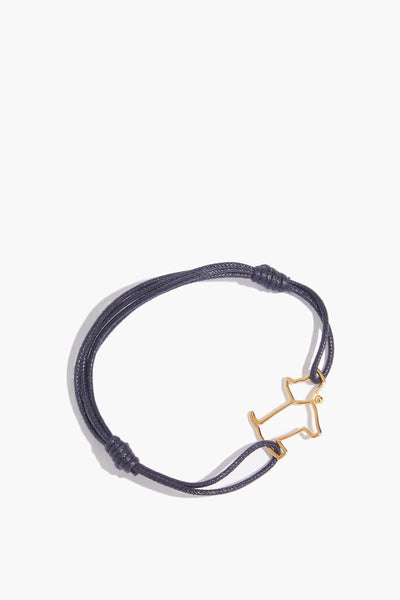 Little Dog Cord Bracelet in Yellow Gold/Midnight Blue