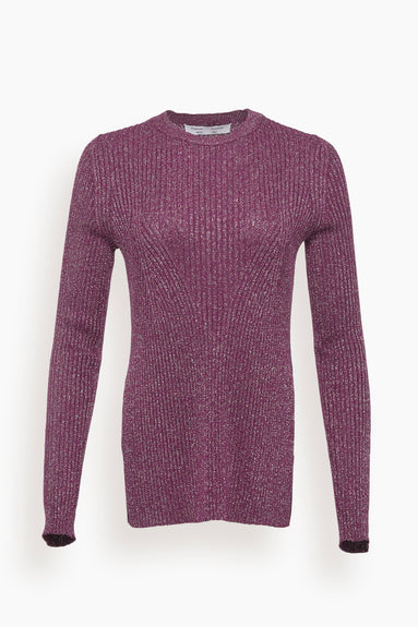 Lurex Crewneck Sweater in Magenta/Silver