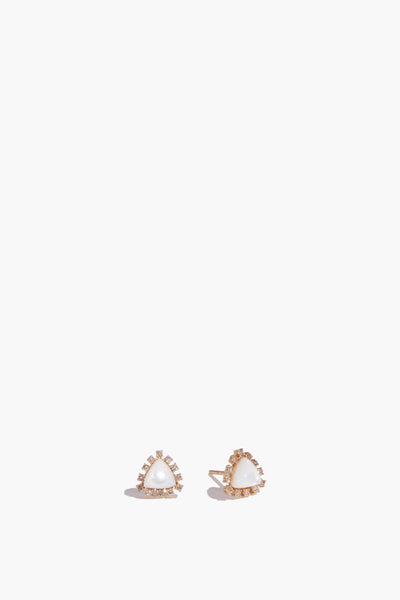 Mother of Pearl Triangle Studs in 14k Gold