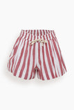 Apiece Apart Shorts Trail Short in Red and White Stripe