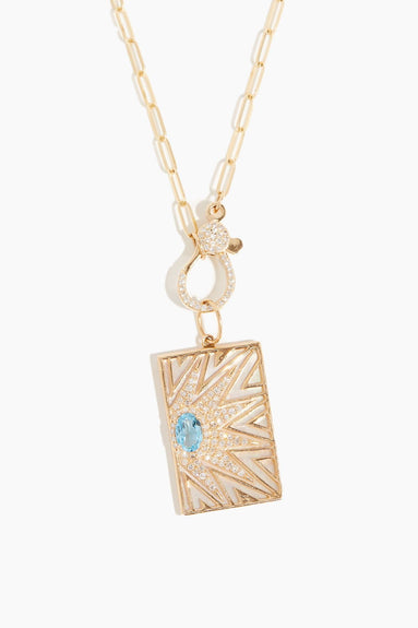 Theodosia Consignment Necklaces Diamond Pendant in Aquamarine and Mother of Pearl