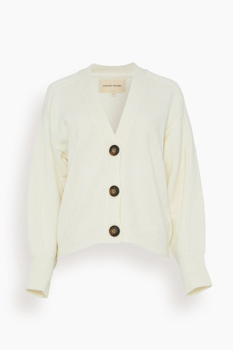 Loulou Studio Cardigan in Ivory – Hampden Clothing