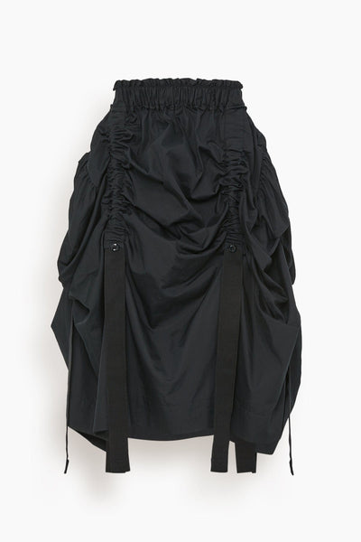 Midi Skirt with Adjustable Sliders in Black