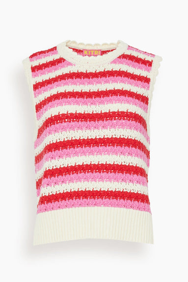 Kitri Tops Marley Knit Top in Pink Stripe