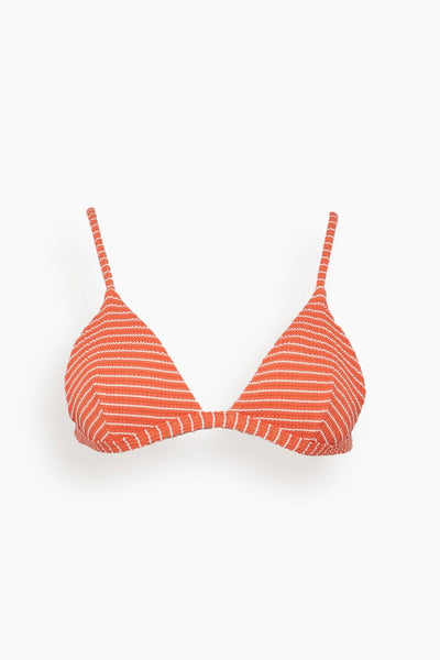 Joelle Seersucker Striped Triangle Bikini Top in Chili Stripe
