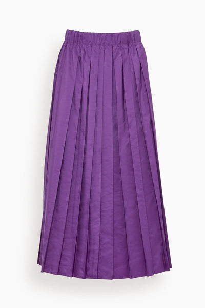 Italian Sporty Nylon Pleated Pull On Skirt in Purple