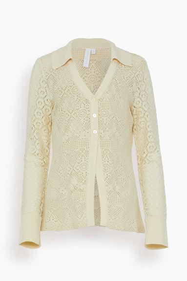 Jonathan Simkhai Tops Paxton Crochet Coverups Collared Cardigan in Ceramic