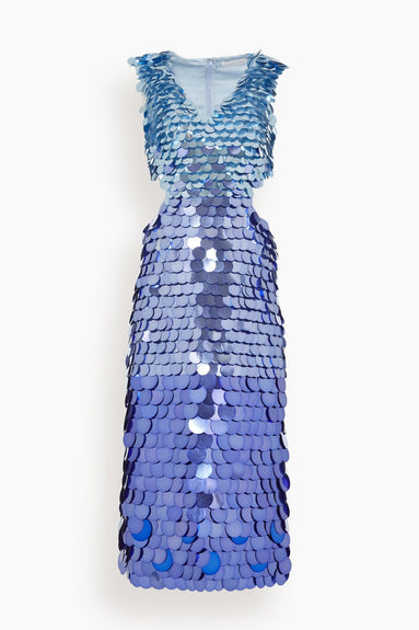 Jonathan Simkhai Dresses Celestia Ombre V Neck Midi Dress in Light Sky Multi