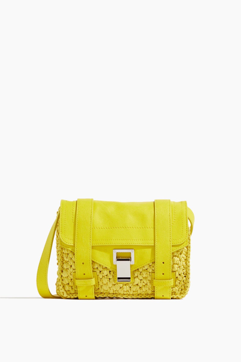 Yellow Summer Leather Crossbody Box Bag Purse with Silver Chain