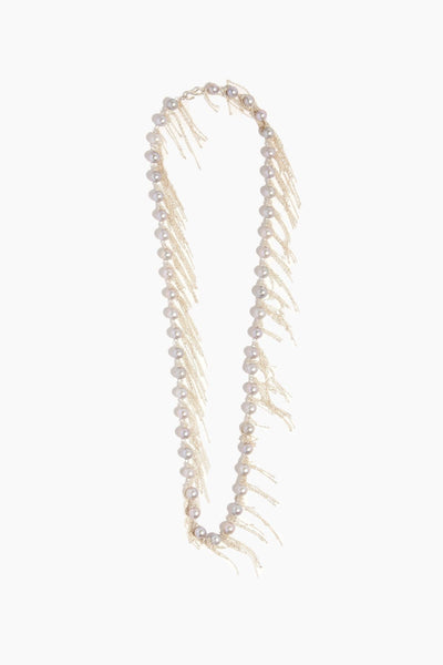 Silver Fringe Necklace with Yellow Gold