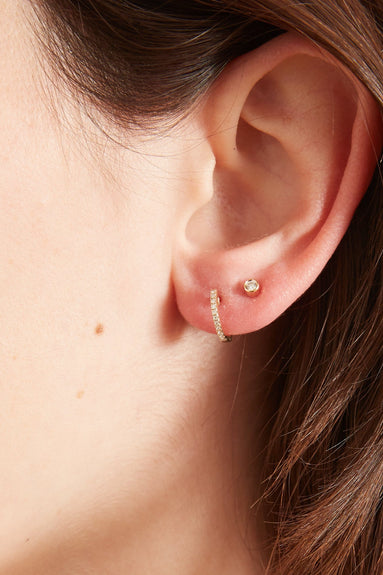 EF Collection Earrings Diamond Bezel Single Stud Earring in Yellow Gold