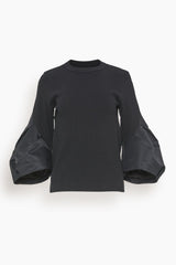 Sacai Nylon Twill Mix Cotton Jersey Pullover in Black – Hampden