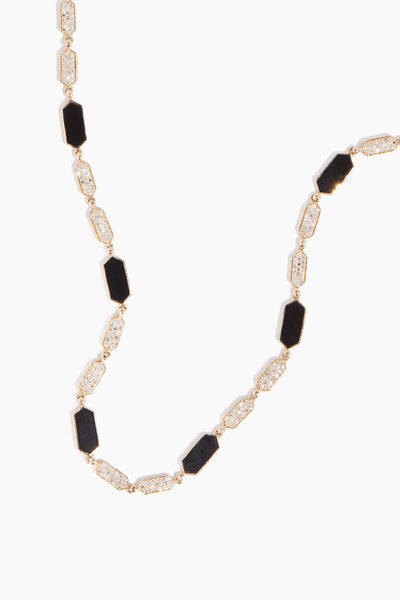 Onyx Hexagon Pave Necklace in 14k Yellow Gold