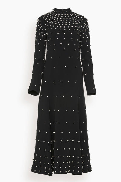 Arielle Long Sleeve Mock Neck Midi Dress in Black