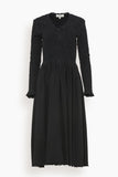 Sea Dresses Casey Hand Smocked Long Sleeve Zip Front Dress in Black