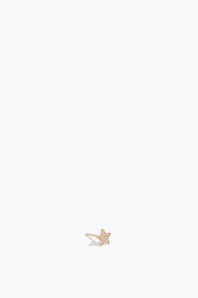 Pave Star Single Stud in 14k Yellow Gold
