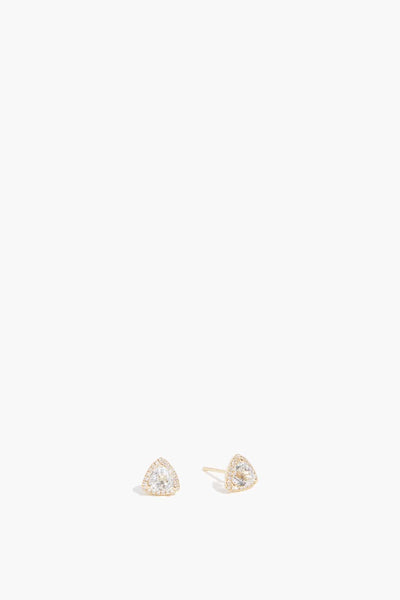 Topaz Triangle Diamond Stud Earrings in 18k Yellow Gold