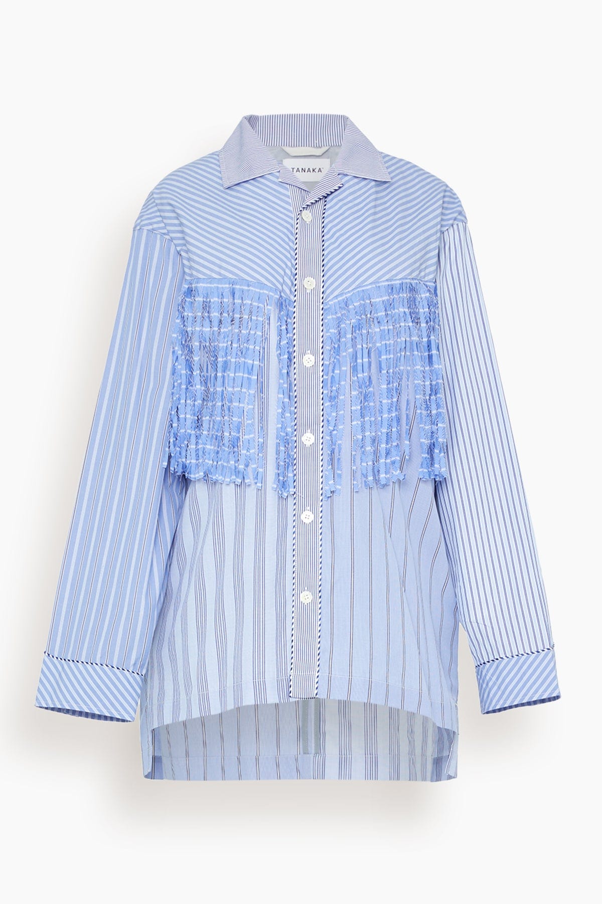 Tanaka Tops Westerner Overshirt in Blue Stripe