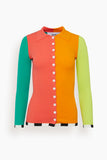 Color Block Rib Knit Shirt in Rainbow Multi