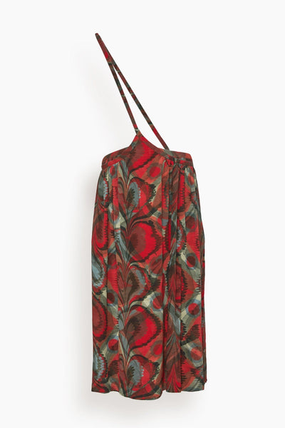 Soft Apron Skirt in Red/Ink/Beige