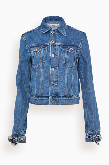 Chain Link Trucker Jacket in Light Blue