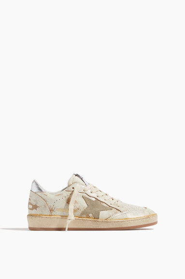 Golden Goose Shoes Sneakers Ballstar Vintage Leather Sneaker in Beige/Taupe/Silver