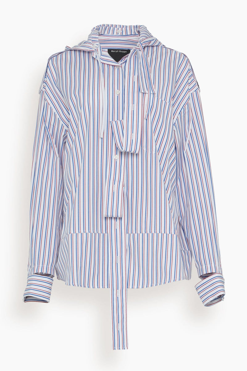 Meryll Rogge Deconstructed Mens Shirt with Hood in Striped