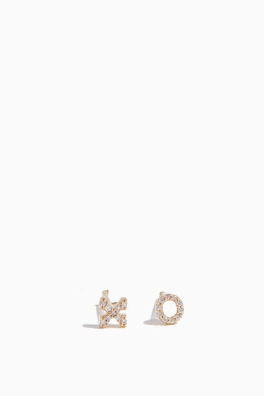 Vintage La Rose Earrings Mini XO Studs in 14K Gold