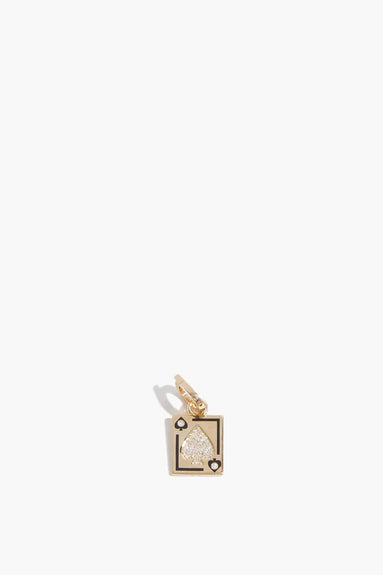 Adina Reyter Necklaces Make Your Move Pave and Ceramic Spade Card Charm in 14k Yellow Gold