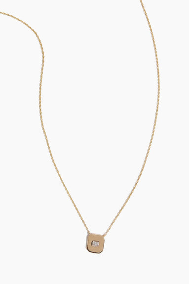 Dana Rebecca Necklaces Sadie Pearl Double Baguette Tag Necklace in Yellow Gold