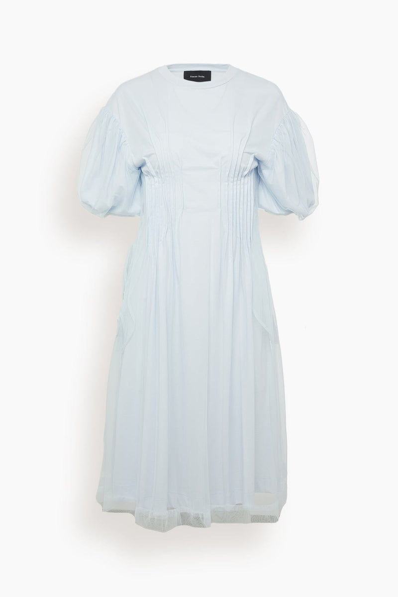 Simone Rocha Sculpted T Shirt Dress with Tulle Overlay Sleeve in