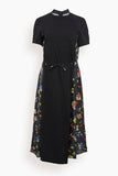 Sacai Dresses Flower Print Cotton Jersey Dress in Black