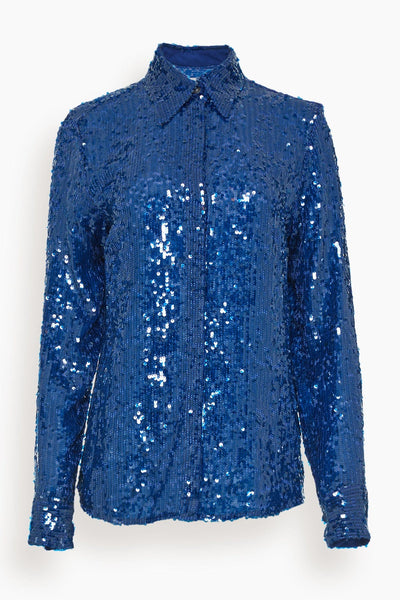 Chow Embroidered Shirt in Blue